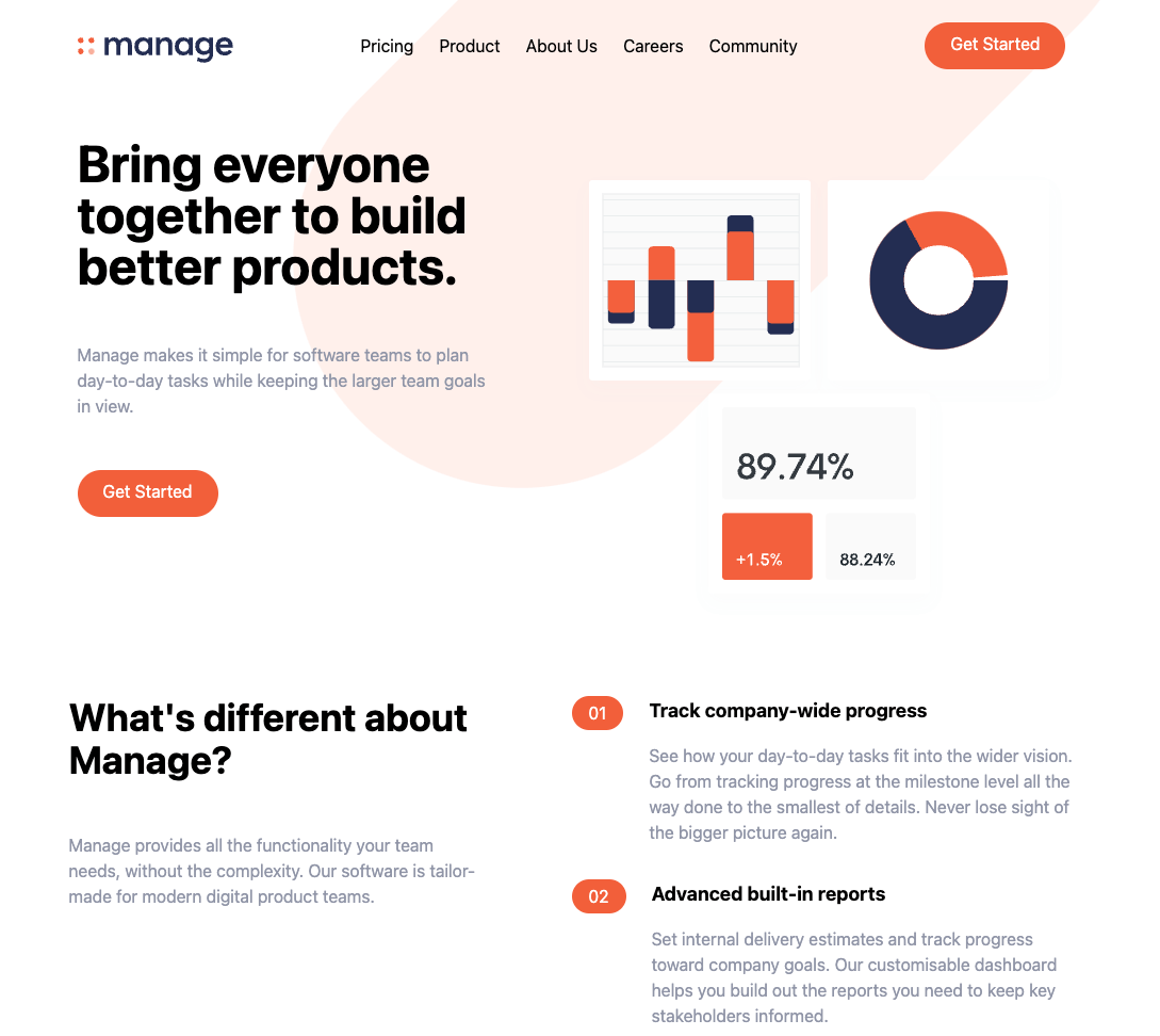 Tailwind Manage Landing Page